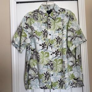 Claiborne casual collar Hawaiian floral polo shirt